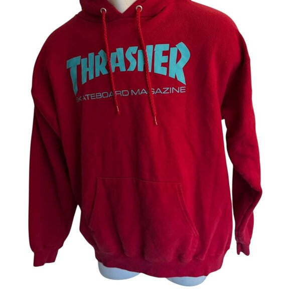 Thrasher Hoodie – Red w/ Teal Logo (mens M) - Picture 9 of 12